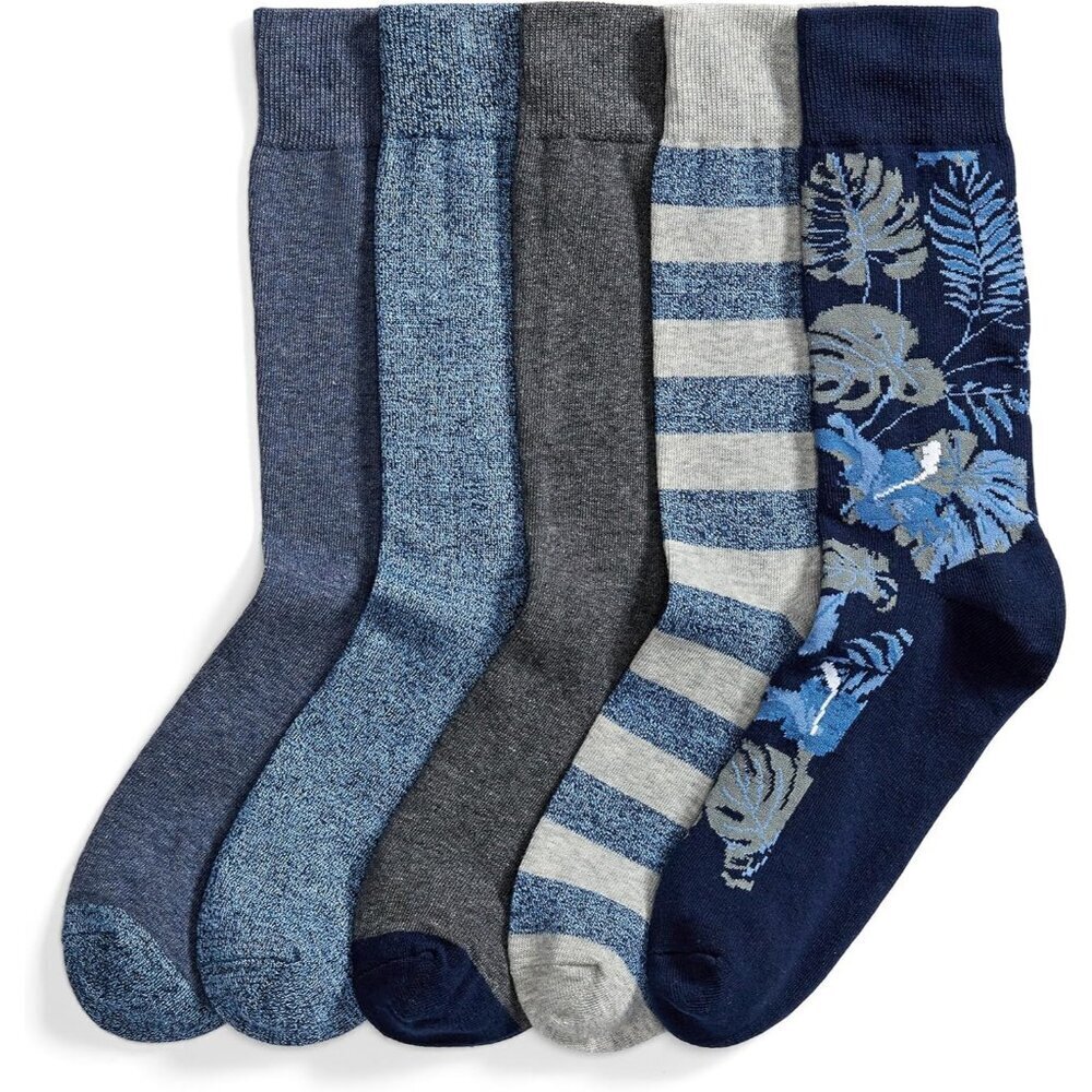 Men's Blue/Grey Comfortable Patterned Dress Socks 83% Cotton, 16% Nylon, 1%